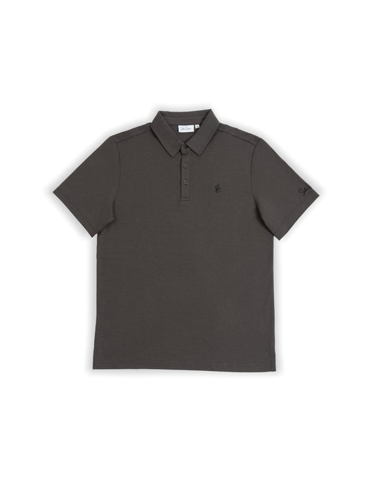 Le Classique Polo in charcoal by Saalor Couture, flat lay
