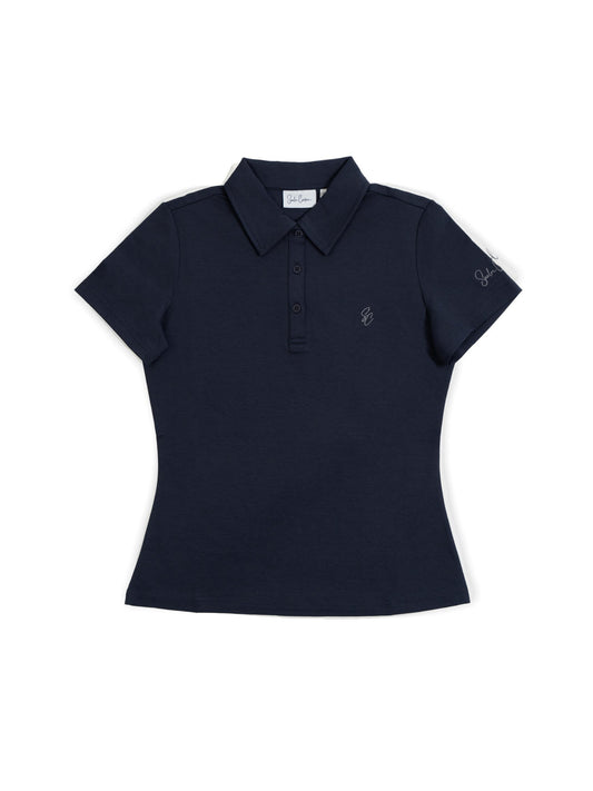 Le Classique Polo Women in navy by Saalor Couture, flat lay
