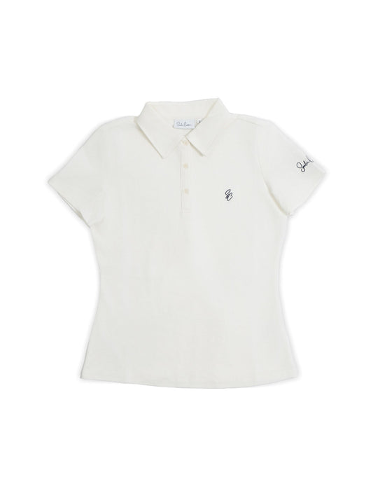 Le Classique Polo Women in white by Saalor Couture, flat lay